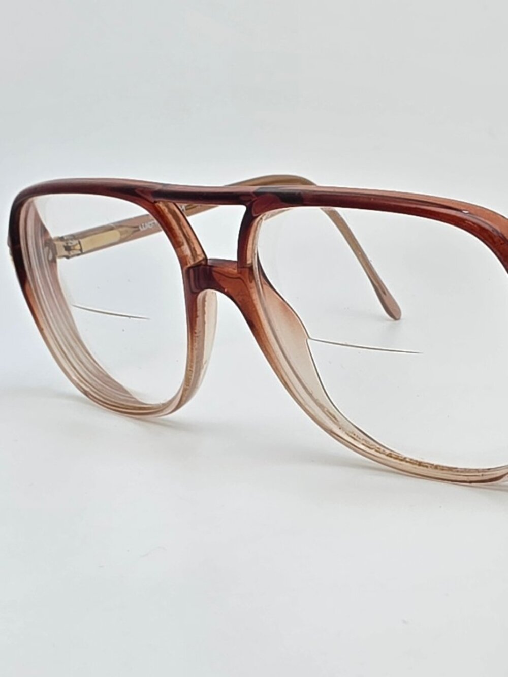 Luxottica Stanley Taupe Fade Aviator Eyeglasses Frame w Flexhinge Italy 56mm